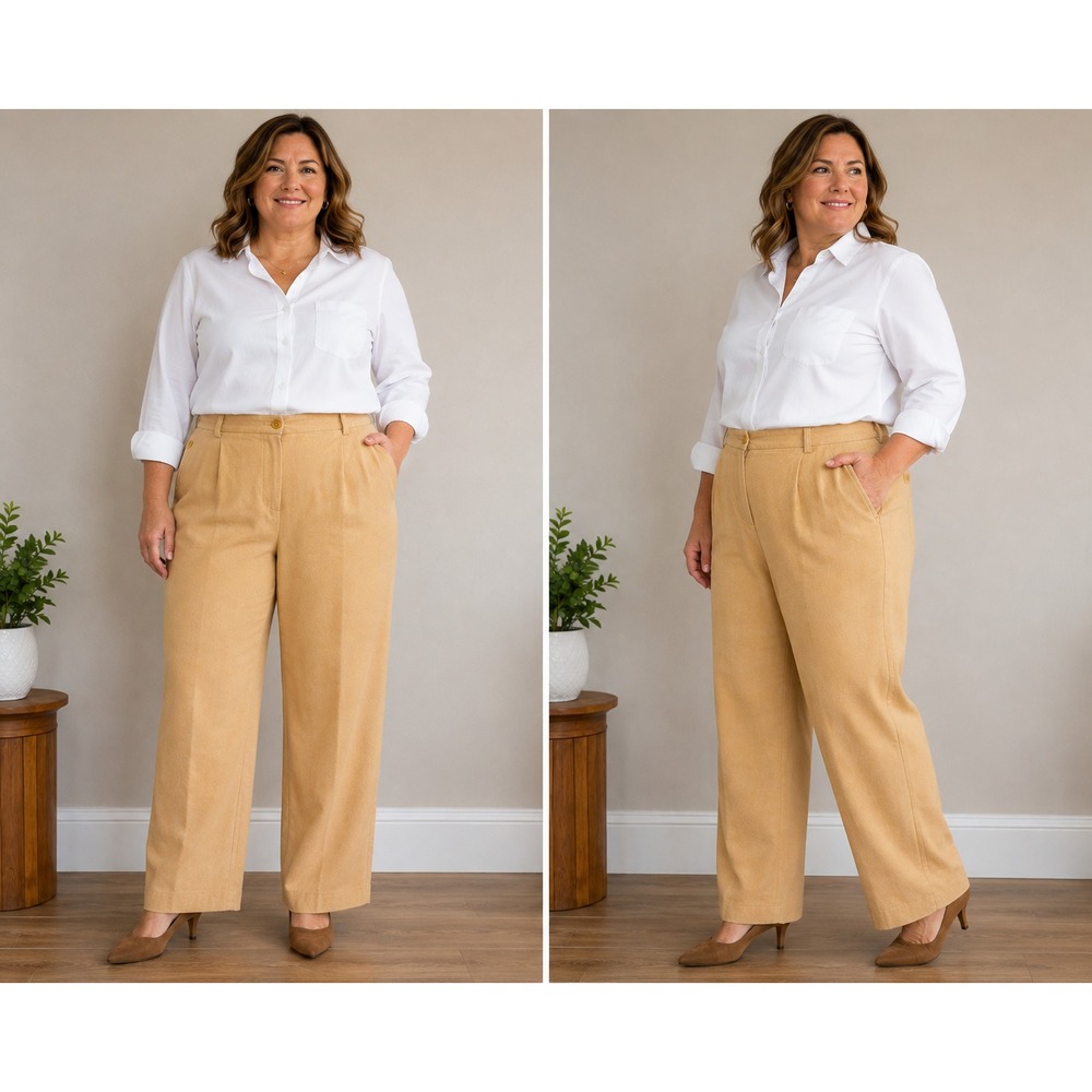 Charter Club Pants Womens 22W Allison Fit Full Length Camel Tan Cotton Khaki